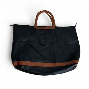 VINTAGE Adrien Arpel Black Brown Leather Large Safari Elephant Tote Bag